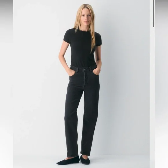 Aritzia Denim Forum The Arlo Hi-Rise Straight Jean Black Size 24 - Picture 1 of 11